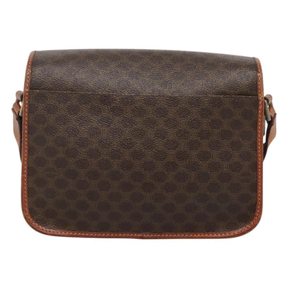 Celine Vintage Macadam Circle Logo Shoulder Bag Canvas and Leather, Brown, Canvas, Shoulder Bag