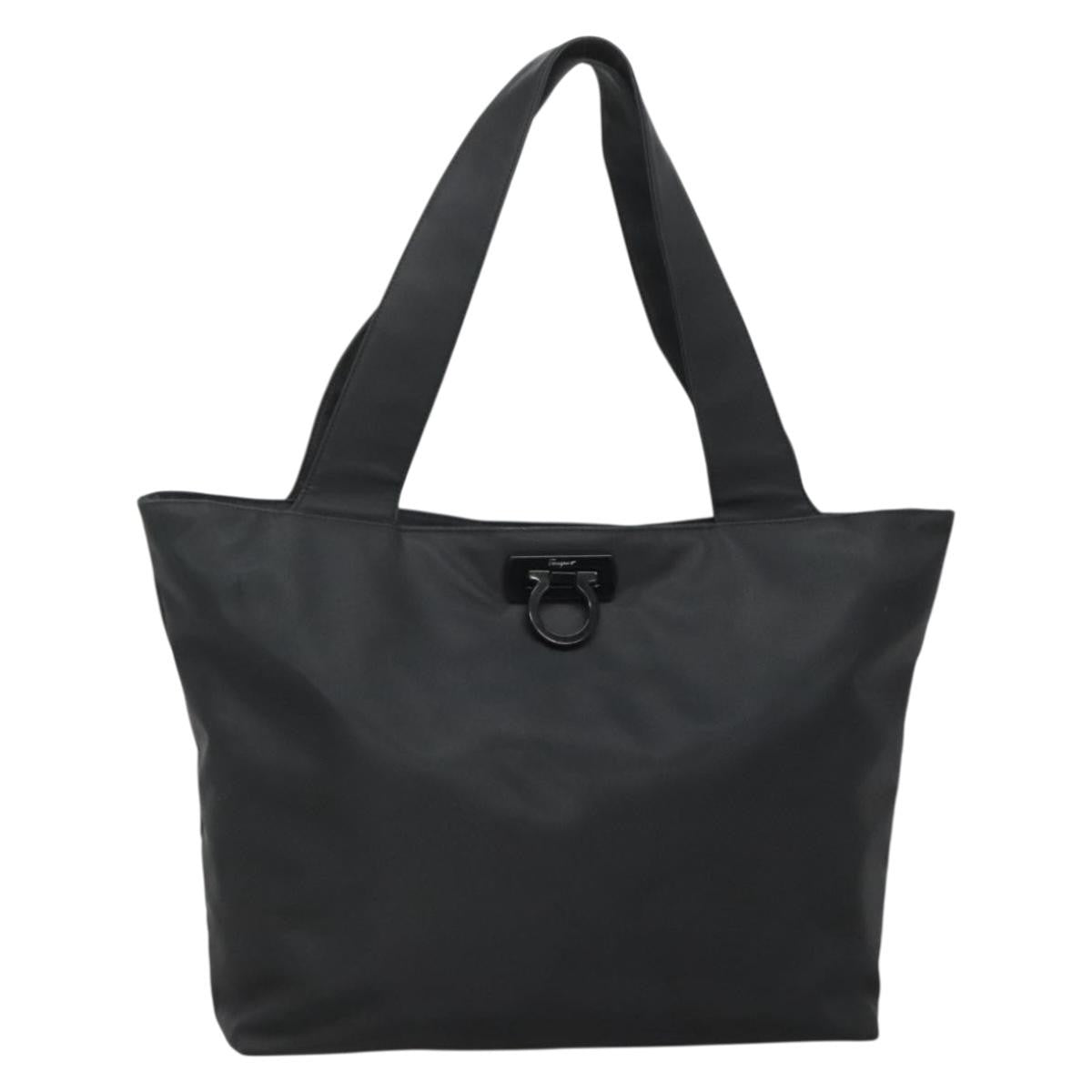 Salvatore Ferragamo Gancini Tote Nylon, BLACK, NYLON, Tote bag