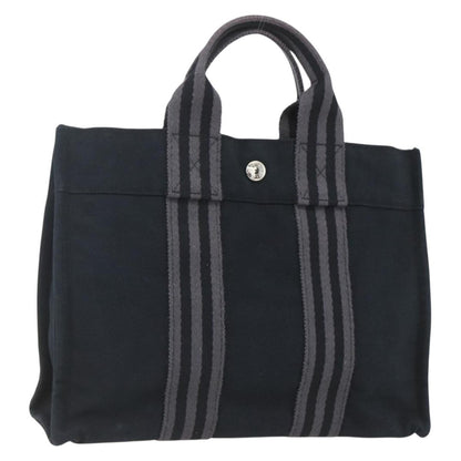 Hermes Fourre Tout Tote Canvas, BLACK, CANVAS, Tote bag