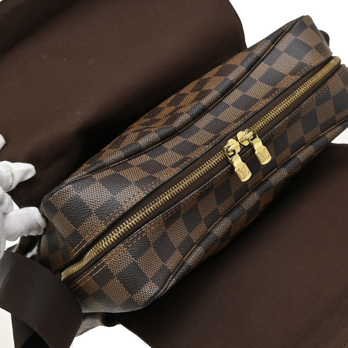 Louis Vuitton Naviglio Handbag Damier, BROWN, CANVAS, Shoulder bag