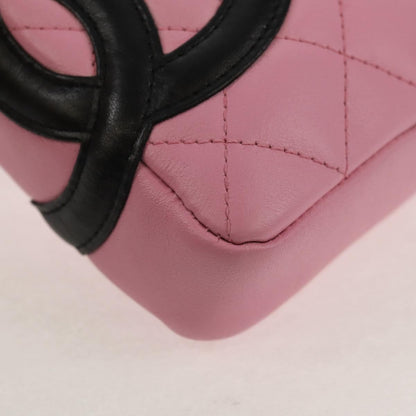 Chanel Cambon Zip Pouch Quilted Leather, PINK, LEATHER, Clutche & pouche
