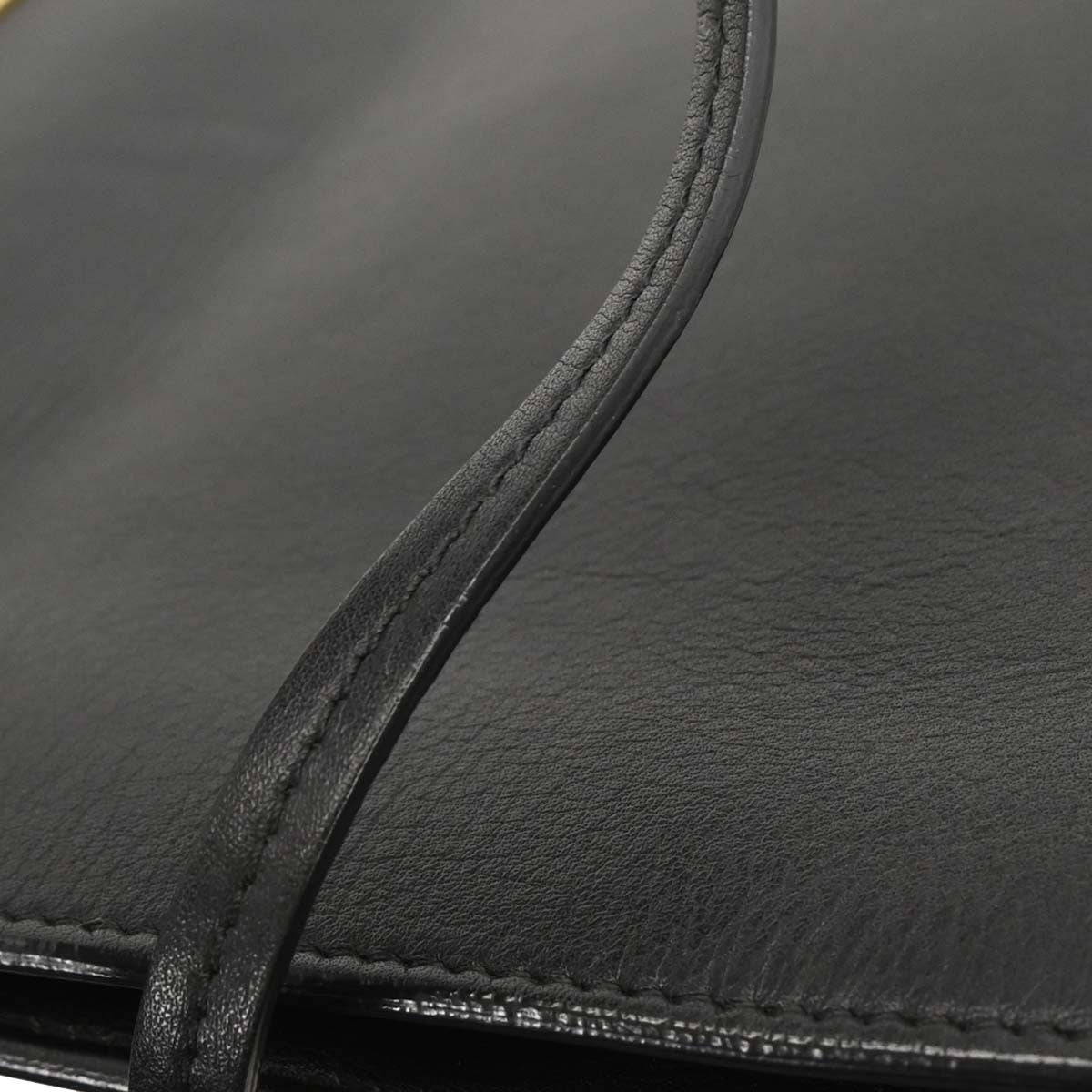 Celine Clasp Crossbody Bag Leather, BLACK, LEATHER, Shoulder bag