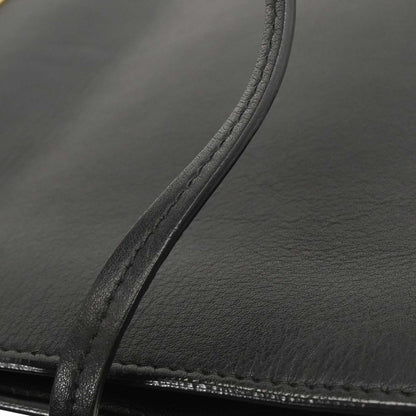 Celine Clasp Crossbody Bag Leather, BLACK, LEATHER, Shoulder bag