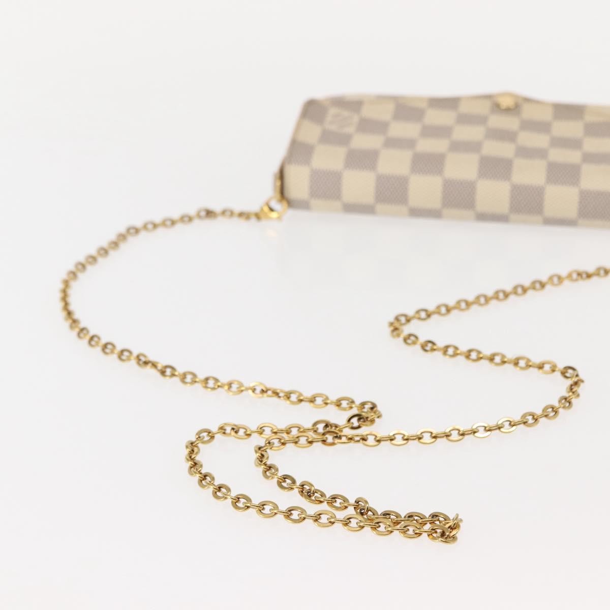 Louis Vuitton Felicie Pochette Damier, WHITE, CANVAS, Clutche & pouche