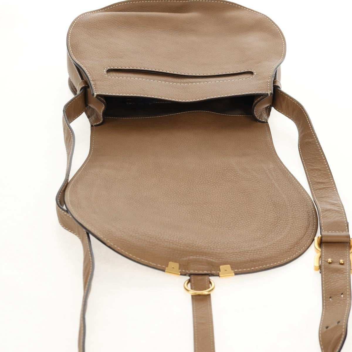 Chloe Marcie Saddle Bag Leather, BEIGE, LEATHER, Shoulder bag