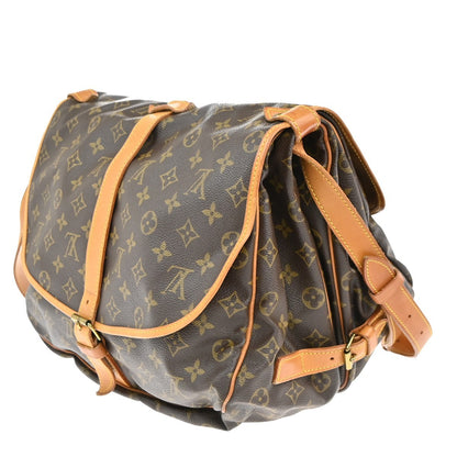 Louis Vuitton Saumur Handbag Monogram Canvas, BROWN, CANVAS, Shoulder bag
