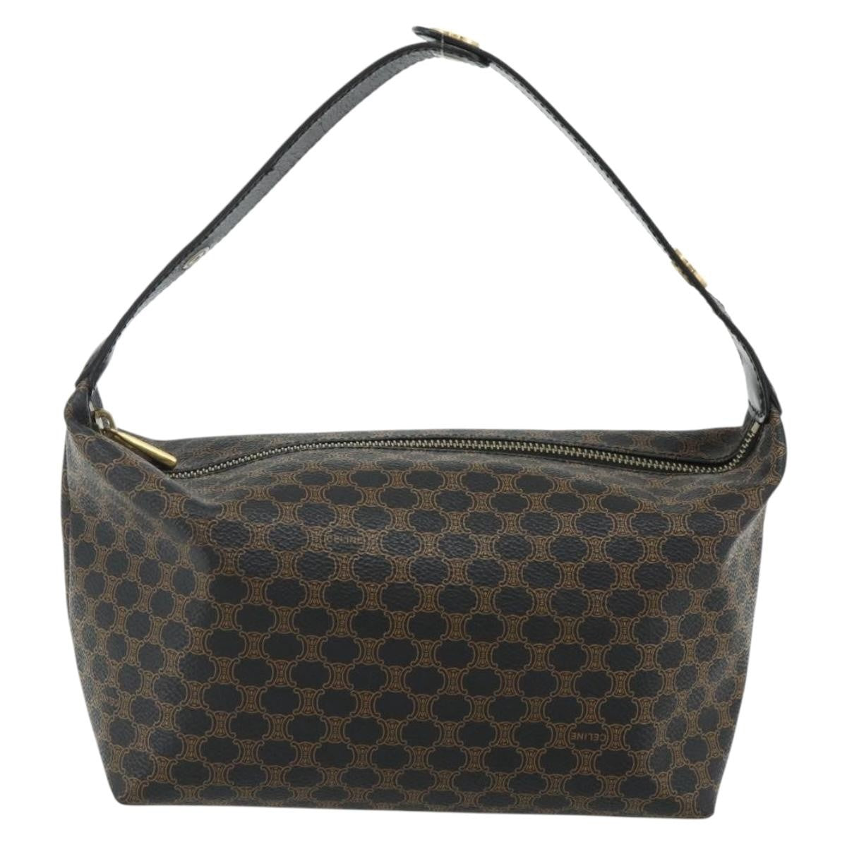 Celine Vintage Macadam Shoulder Bag Macadam Canva  Vinyl, Black, Canvas, Handbag