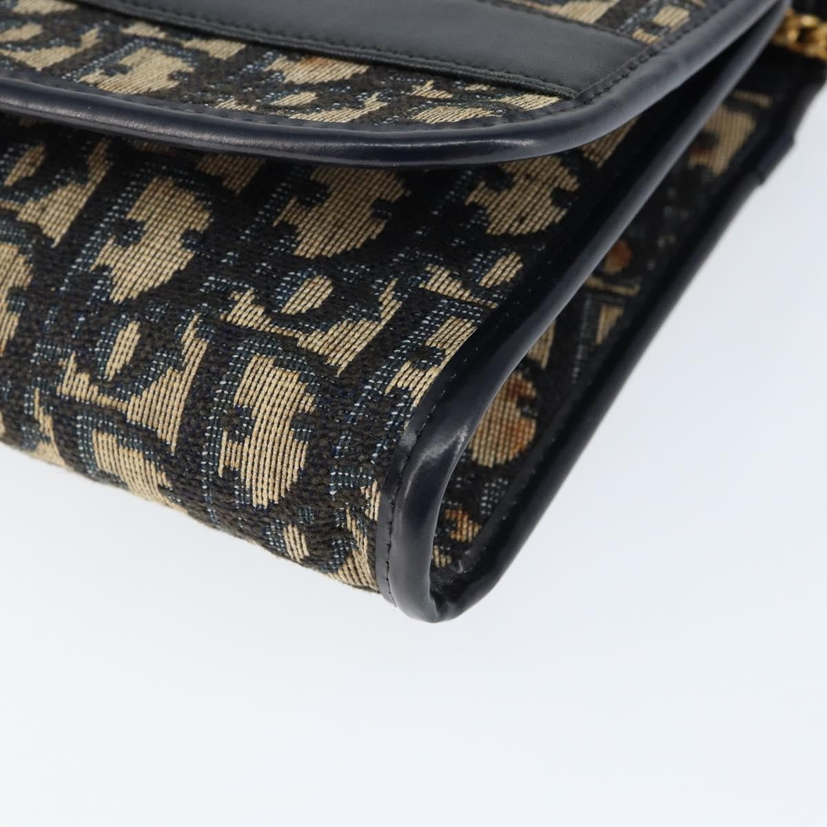 Christian Dior Vintage Trotter Shoulder Bag Canvas, NAVY, CANVAS, Shoulder bag