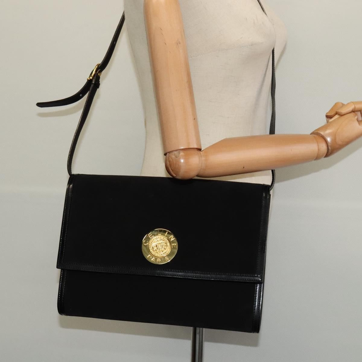 Celine Vintage Shoulder Bag Suede, BLACK, SUEDE, Shoulder bag