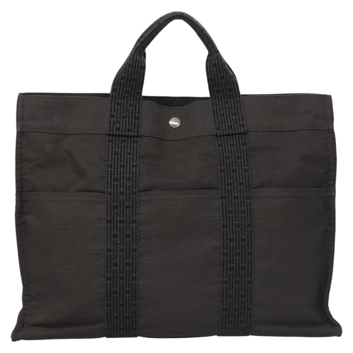 Hermes Fourre-tout Herline Canvas, GRAY, CANVAS, Tote bag