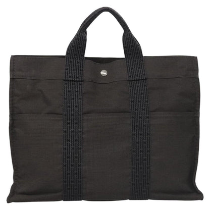 Hermes Fourre-tout Herline Canvas, GRAY, CANVAS, Tote bag