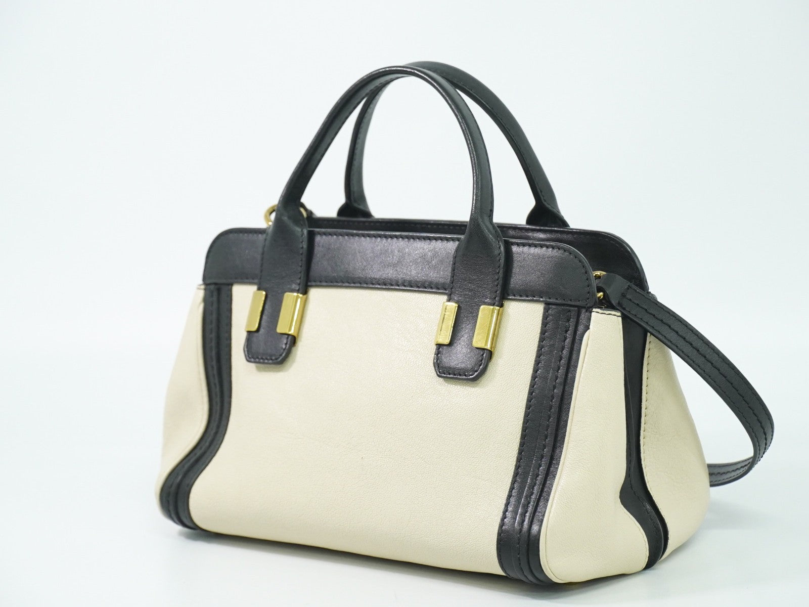 Chloe Alice Satchel Leather, BEIGE, LEATHER, Handbag