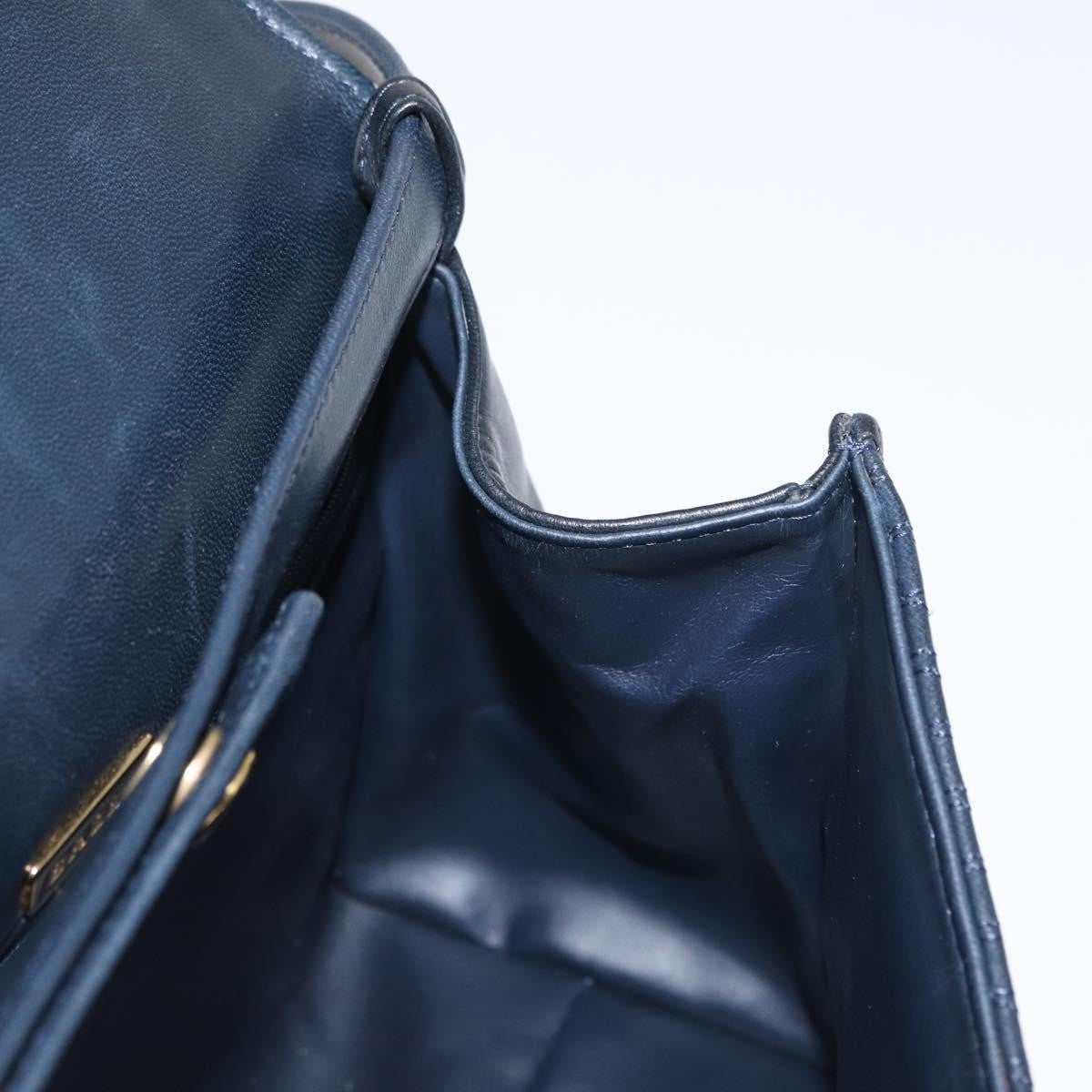Bally Vintage Handbag Quilted Leather, NAVY, LEATHER, Handbag