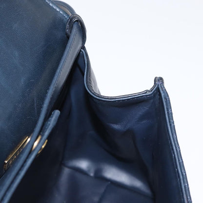 Bally Vintage Handbag Quilted Leather, NAVY, LEATHER, Handbag