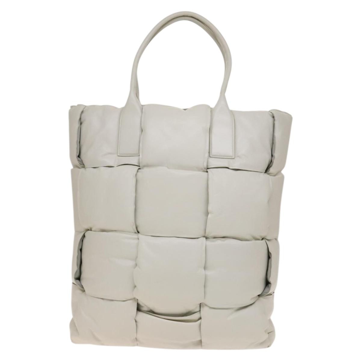 Bottega Veneta Squash Tote Padded Maxi Intrecciato Leather, WHITE, LEATHER, Tote bag