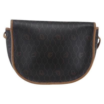 Christian Dior Vintage Honeycomb Flap Crossbody Bag Canvas and Leather, BLACK, CANVAS, Shoulder bag