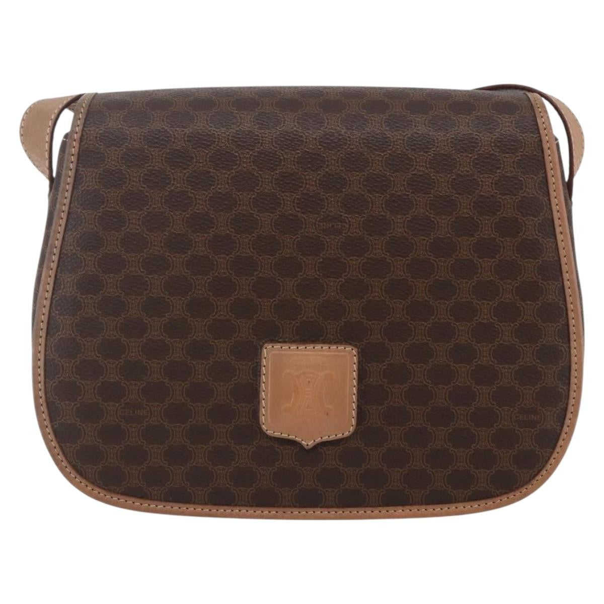 Celine Macadam Shoulder Bag PVC Leather, BROWN, CANVAS, Shoulder bag