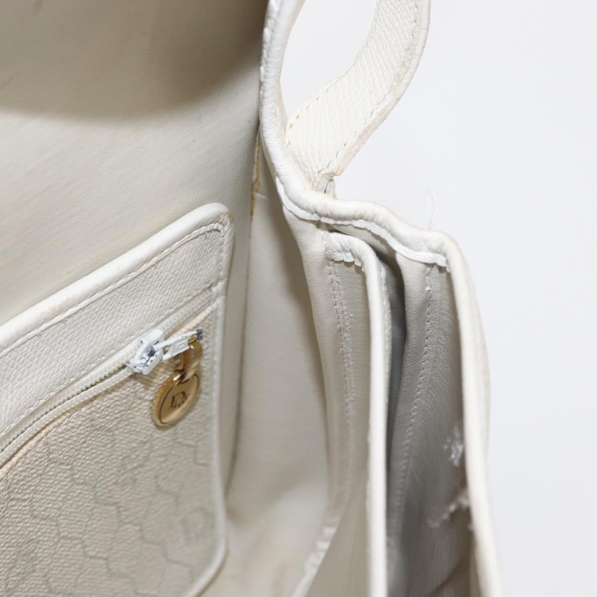 Christian Dior Vintage Honeycomb Flap Crossbody Bag Canvas and Leather, WHITE, CANVAS, Shoulder bag