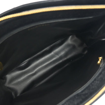 Chanel Vintage Zip Shoulder Bag Chevron Caviar, Black, Leather, Shoulder Bag