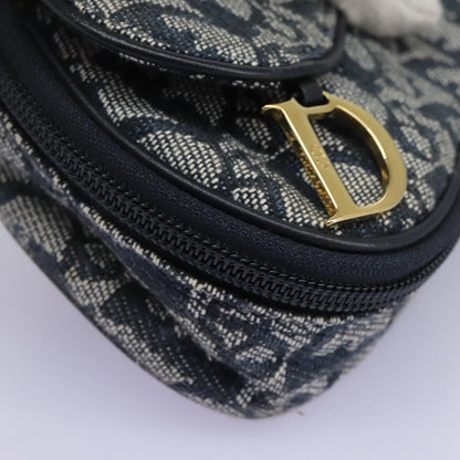 Christian Dior Vintage Saddle Coin Purse Diorissimo Canvas, NAVY, CANVAS, Clutche & pouche