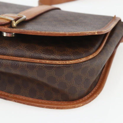 Celine Vintage Macadam Shoulder Bag Canvas and Leather, BROWN, CANVAS, Shoulder bag