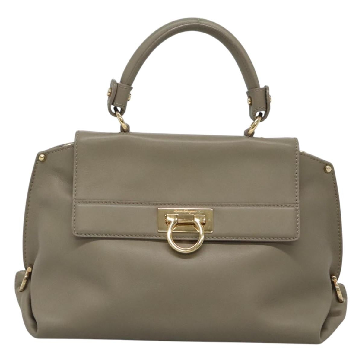 Salvatore Ferragamo Sofia Satchel Smooth Leather, GRAY, LEATHER, Handbag