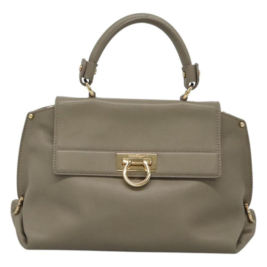 Salvatore Ferragamo Sofia Satchel Smooth Leather, GRAY, LEATHER, Handbag