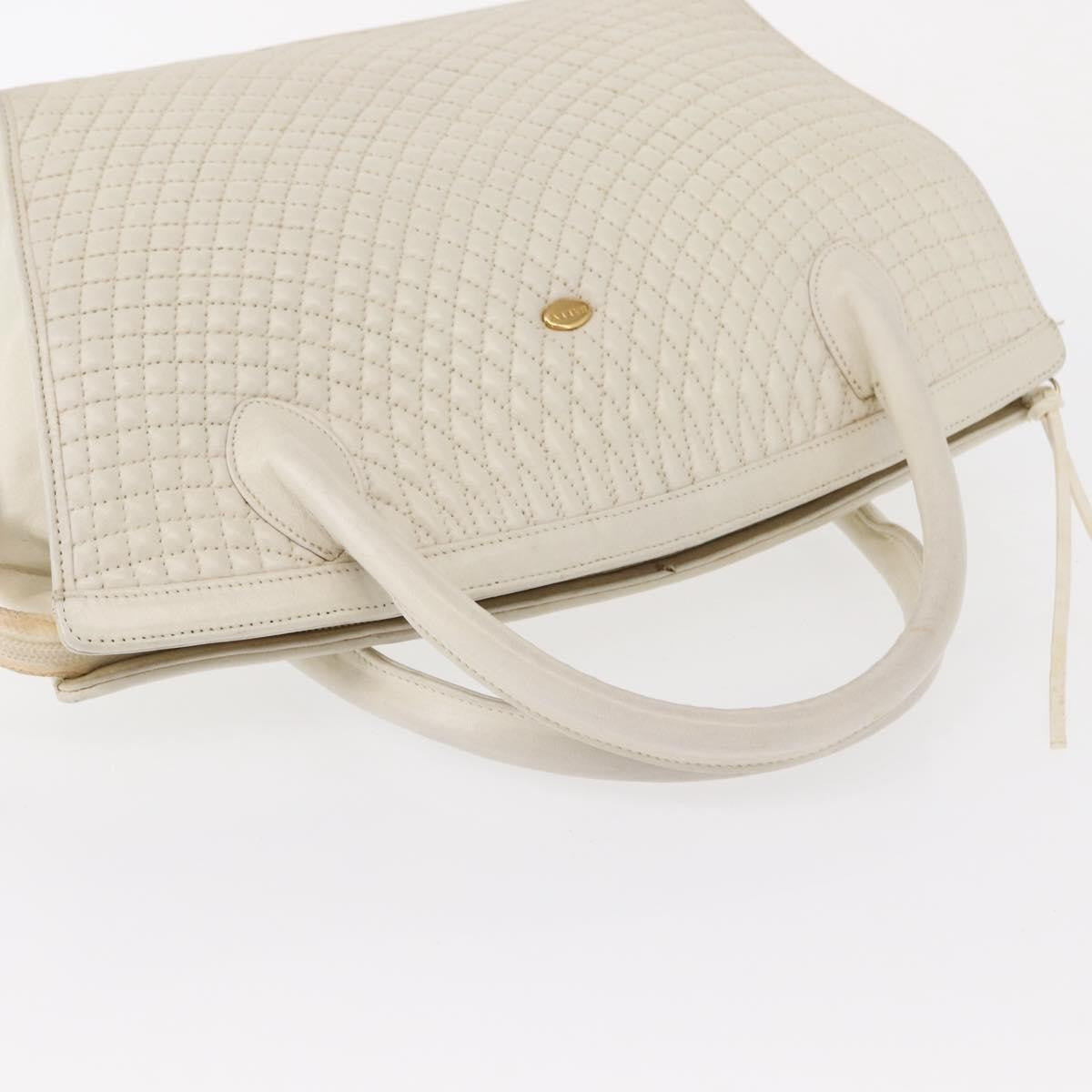 Bally Vintage Handbag Quilted Leather, White, Leather, Handbag