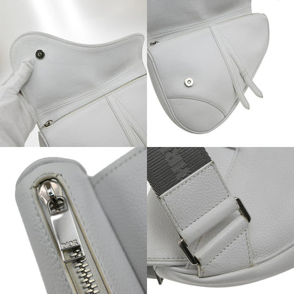 Christian Dior Saddle Crossbody Bag Leather, WHITE, LEATHER, Shoulder bag