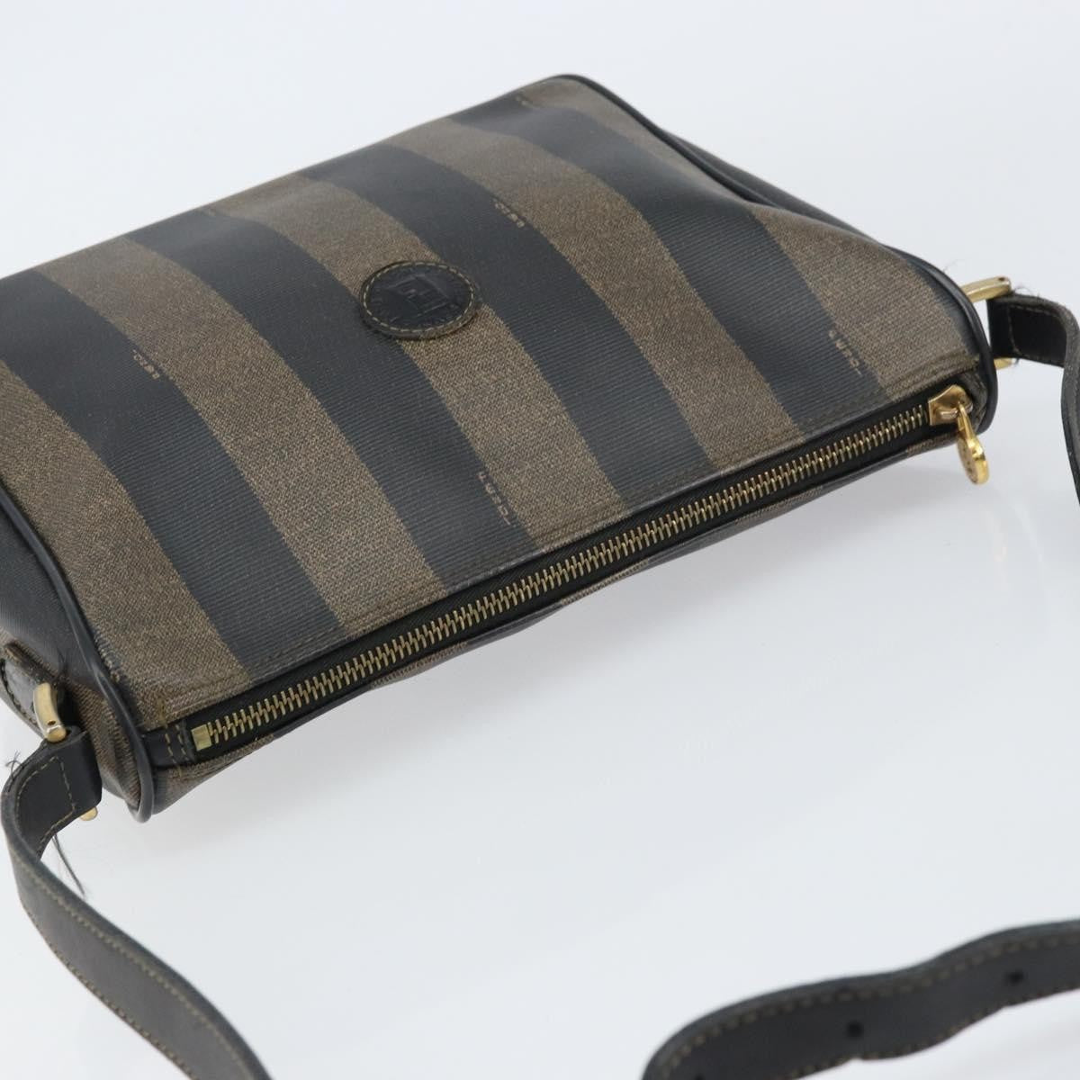 Fendi Vintage Pequin Shoulder bag Pequin, BROWN, CANVAS, Shoulder bag