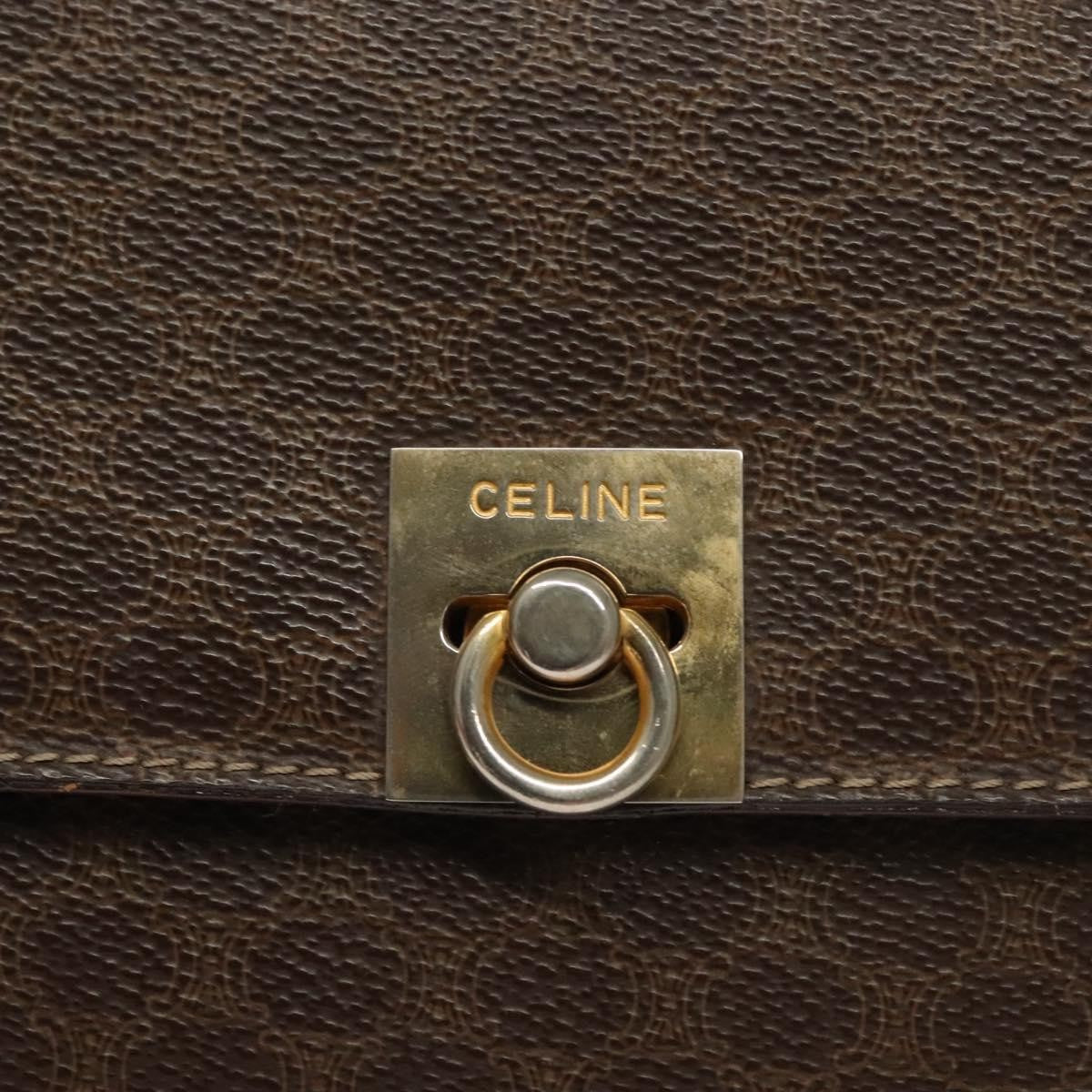 Celine Macadam Handbag Macadam with leather, BROWN, CANVAS, Handbag