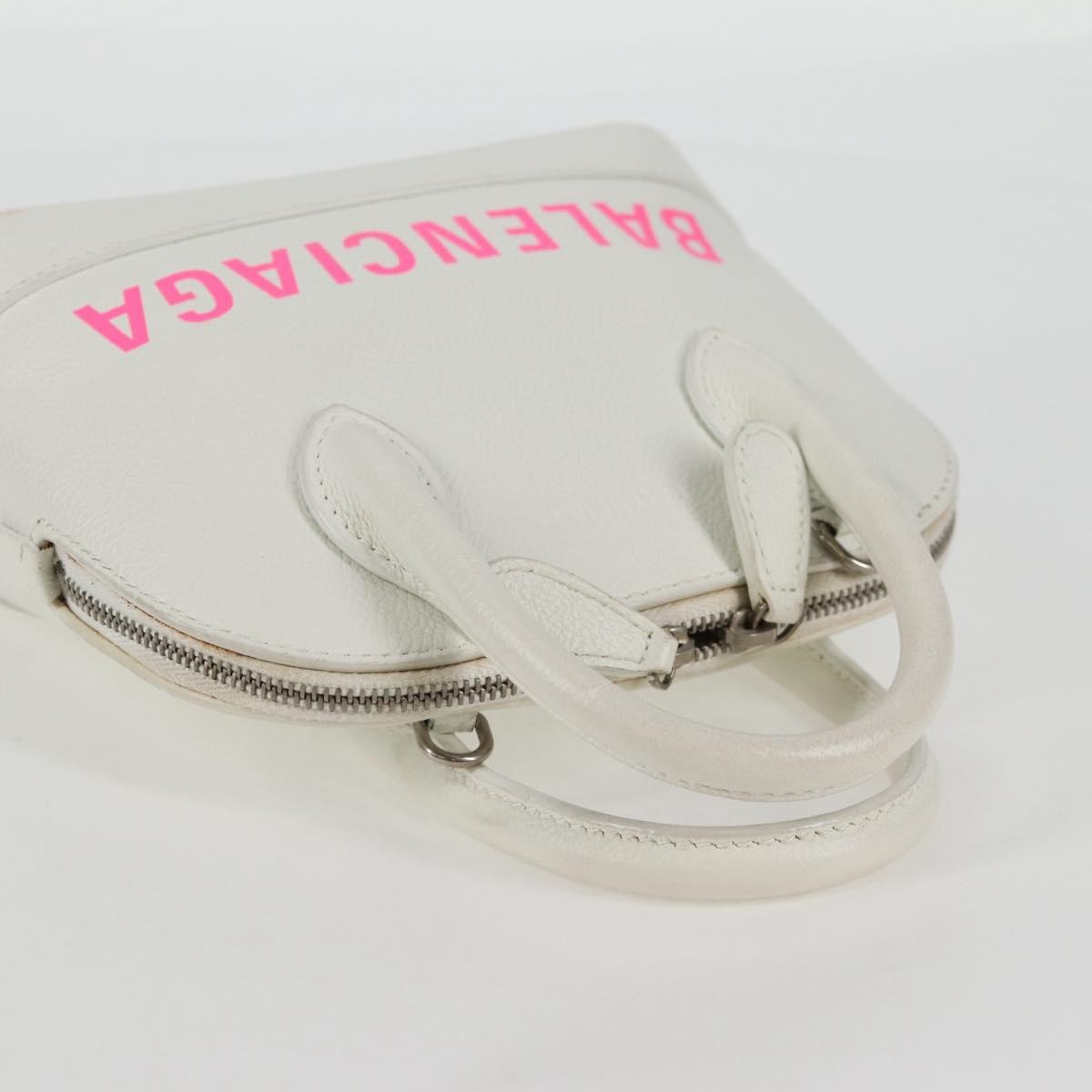Balenciaga Logo Ville Bag Leather, WHITE, LEATHER, Handbag