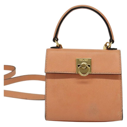 Celine Vintage Convertible Turnlock Top Handle Bag Leather, ORANGE, LEATHER, Handbag