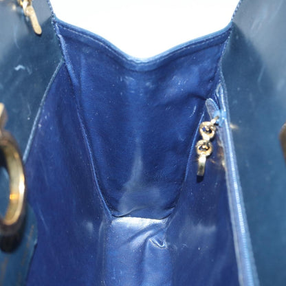 Salvatore Ferragamo Vintage Gancini Chain Shoulder Bag Leather, NAVY, LEATHER, Shoulder bag