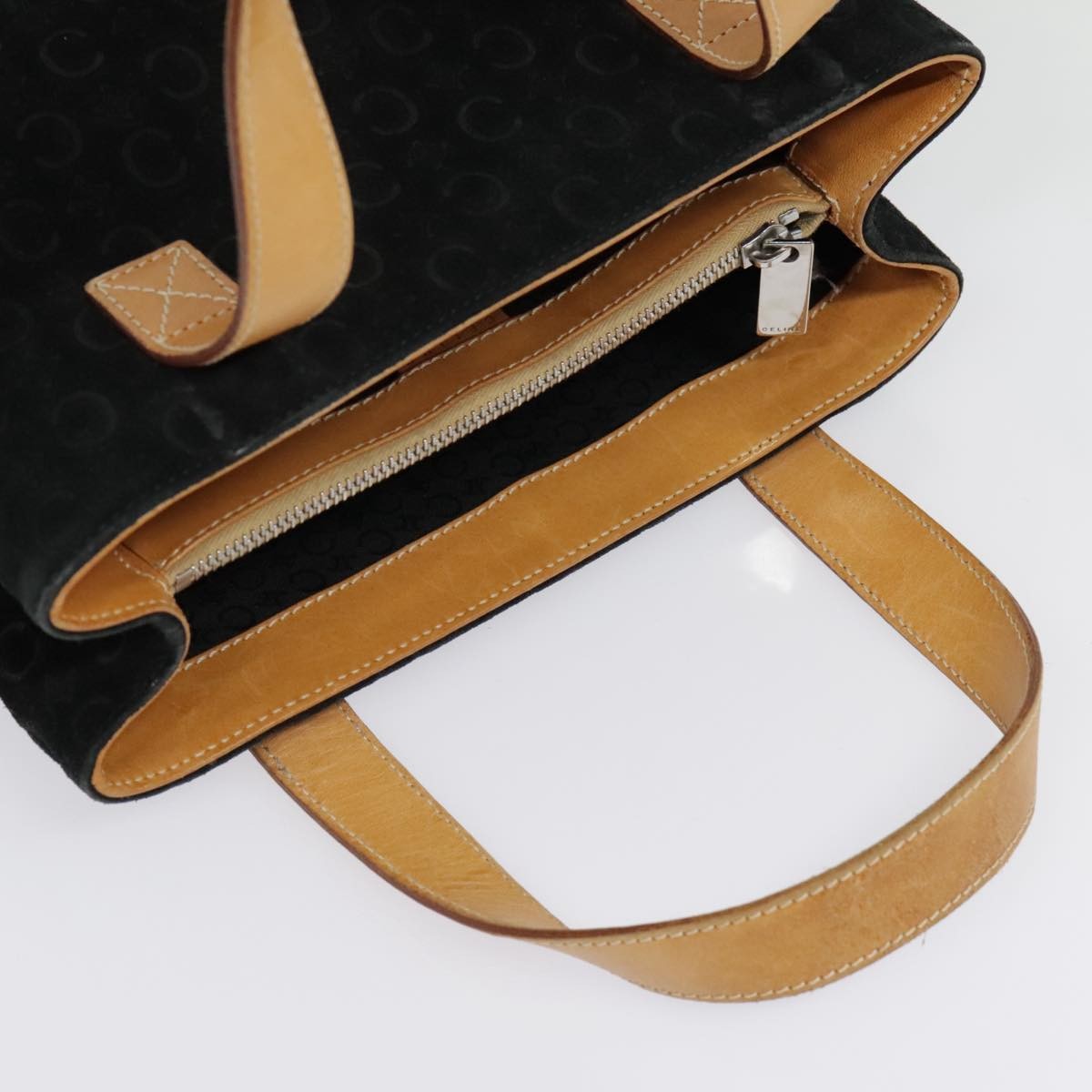 Celine Vintage Macadam Handbag Canvas, BLACK, CANVAS, Handbag