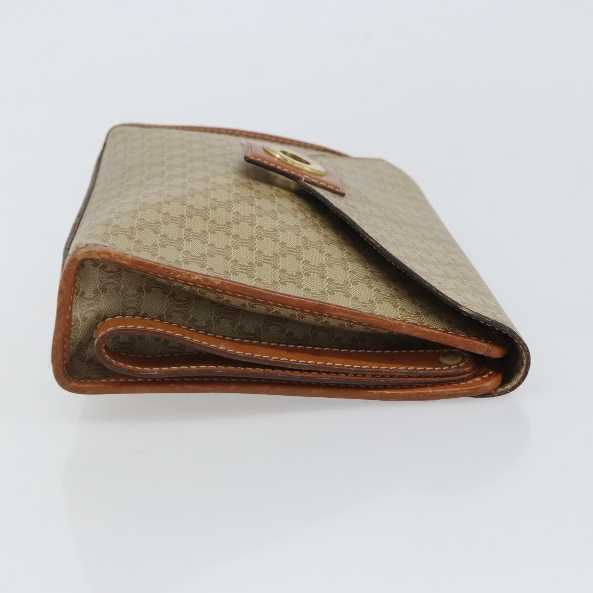 Celine Circle Logo Macadam Pouch Canvas and Leather, BEIGE, CANVAS, Clutche & pouche