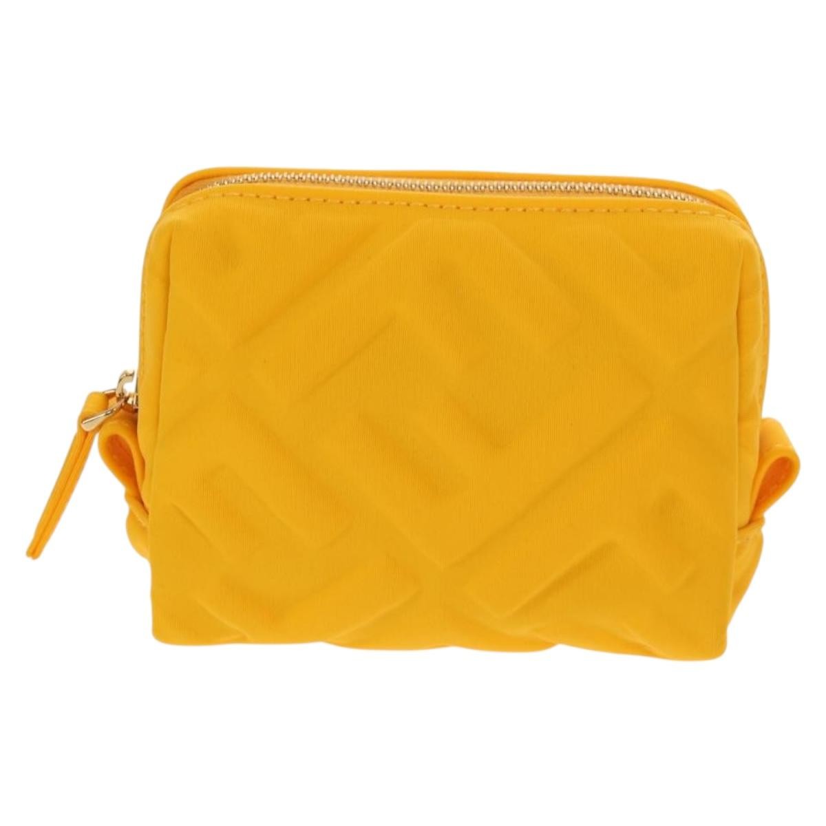 Fendi FF Logo Pouch Nylon, GOLD, NYLON, Clutche & pouche