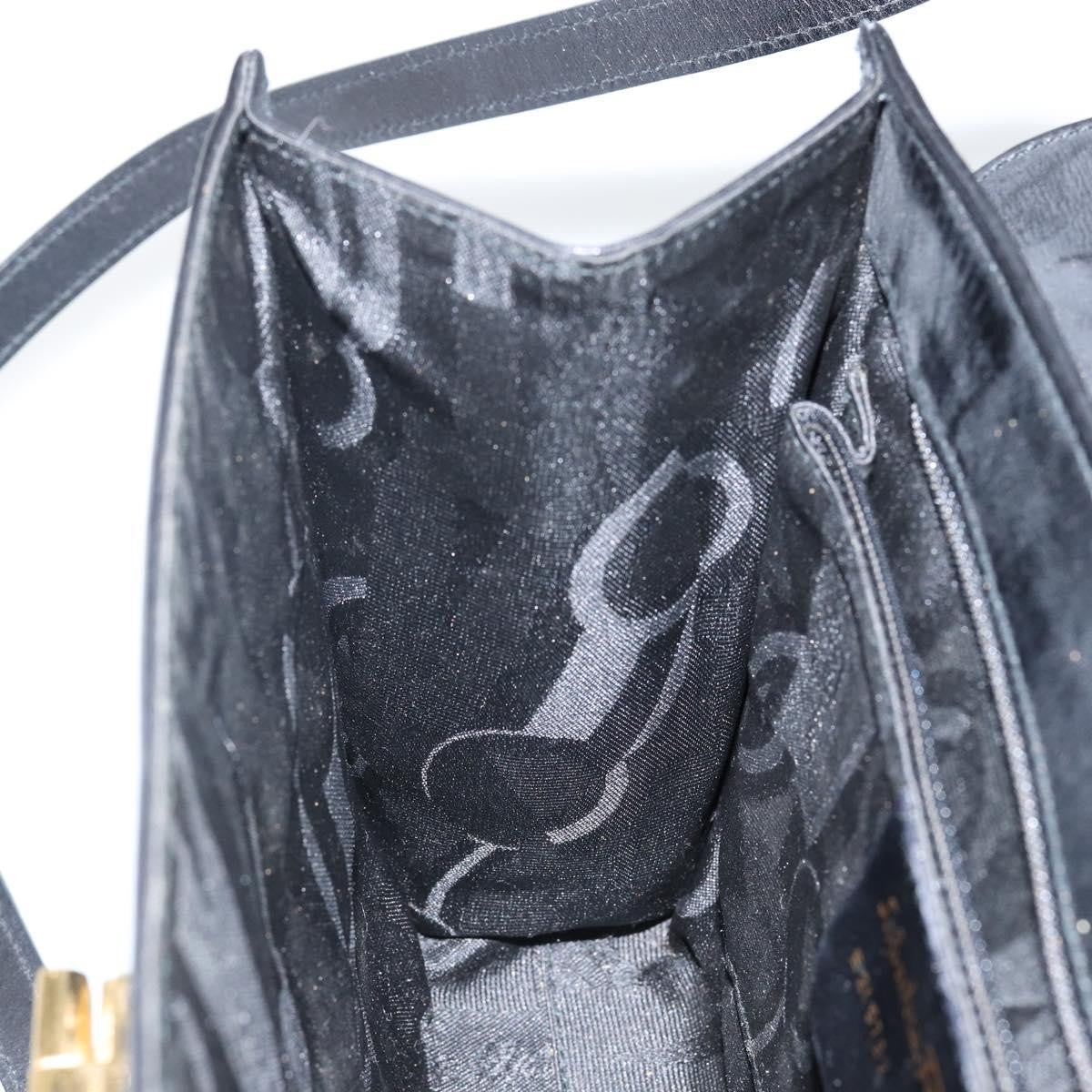 Salvatore Ferragamo Gancini Shoulder Bag Leather, BLACK, LEATHER, Shoulder bag