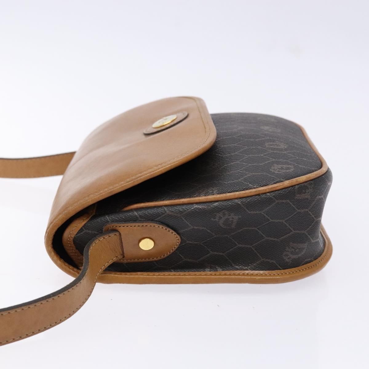 Christian Dior Vintage Honeycomb Flap Crossbody Bag Canvas and Leather, BLACK, CANVAS, Crossbody bag