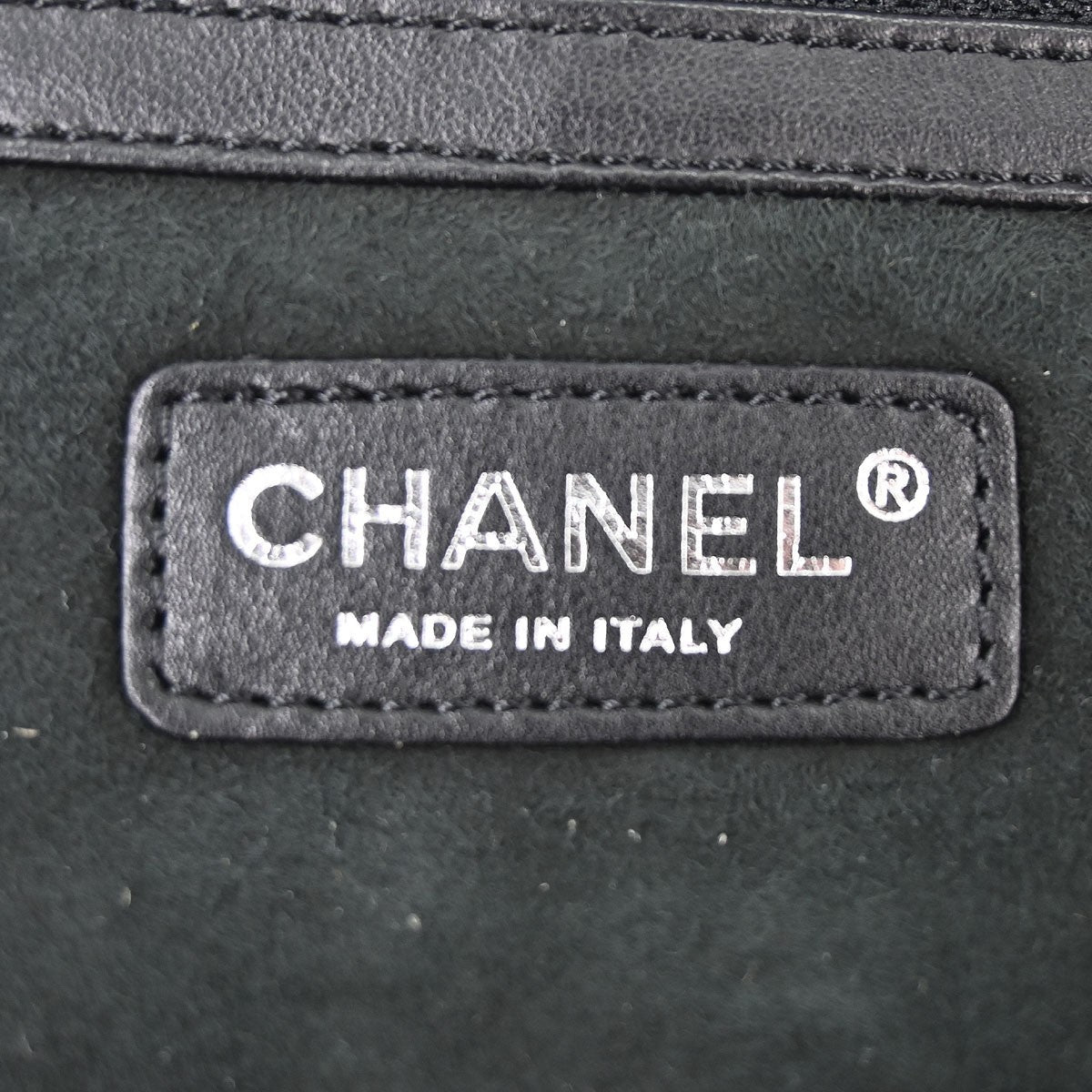 Chanel Vintage Embroidered CC Chain Tote Quilted Suede and Shearling, Black, Suede, Tote Bag