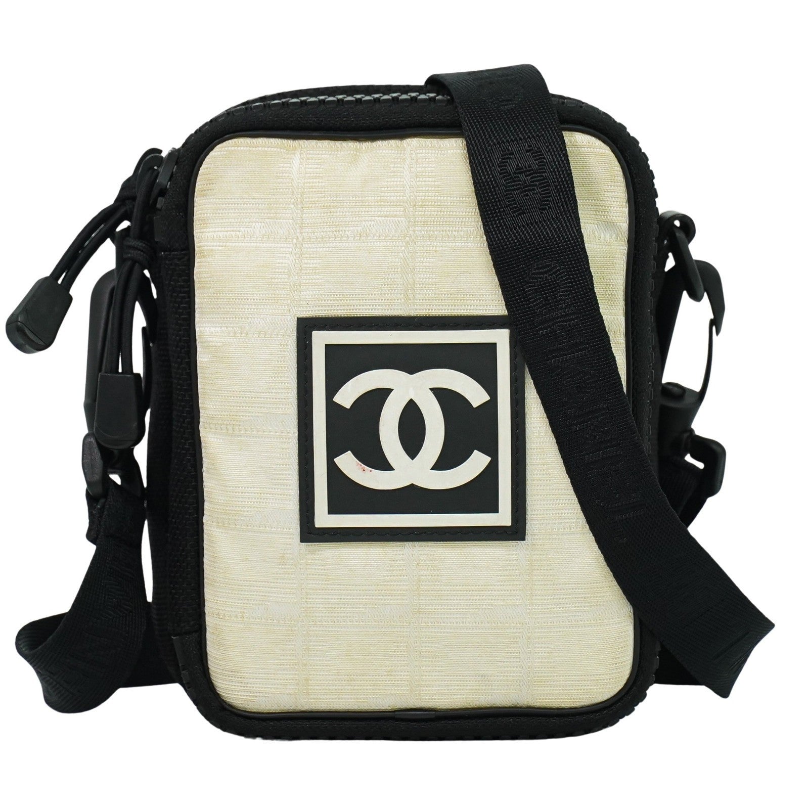 Chanel Sport Line Crossbody Bag Coated Canvas, BEIGE, CANVAS, Crossbody bag