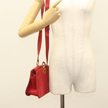 Salvatore Ferragamo Gancini Shoulder Bag Suede, RED, SUEDE, Shoulder bag