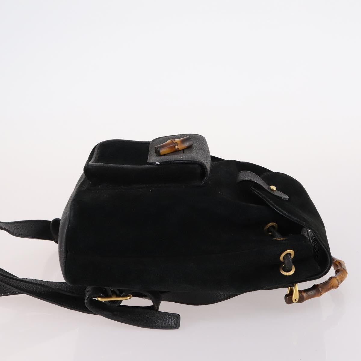 Gucci Vintage Bamboo Backpack Suede, BLACK, SUEDE, Backpack