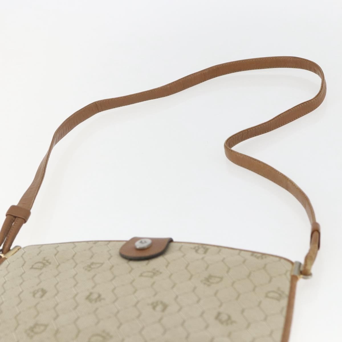 Christian Dior Vintage Honeycomb Shoulder Bag Canvas and Leather, BEIGE, CANVAS, Shoulder bag