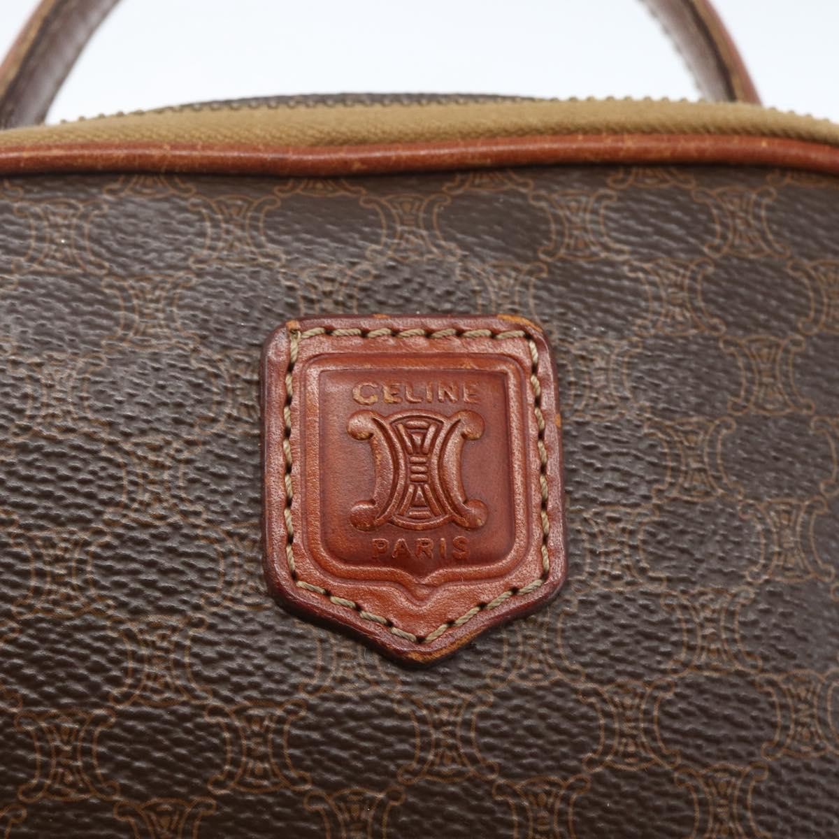 Celine Vintage Macadam Handbag Canvas and Leather, BROWN, CANVAS, Shoulder bag