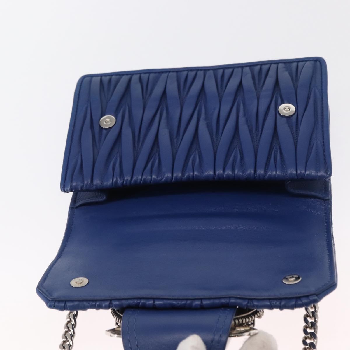 Miu Miu Madras Crystal Buckle Shoulder Bag Matelasse Leather, BLUE, LEATHER, Shoulder bag