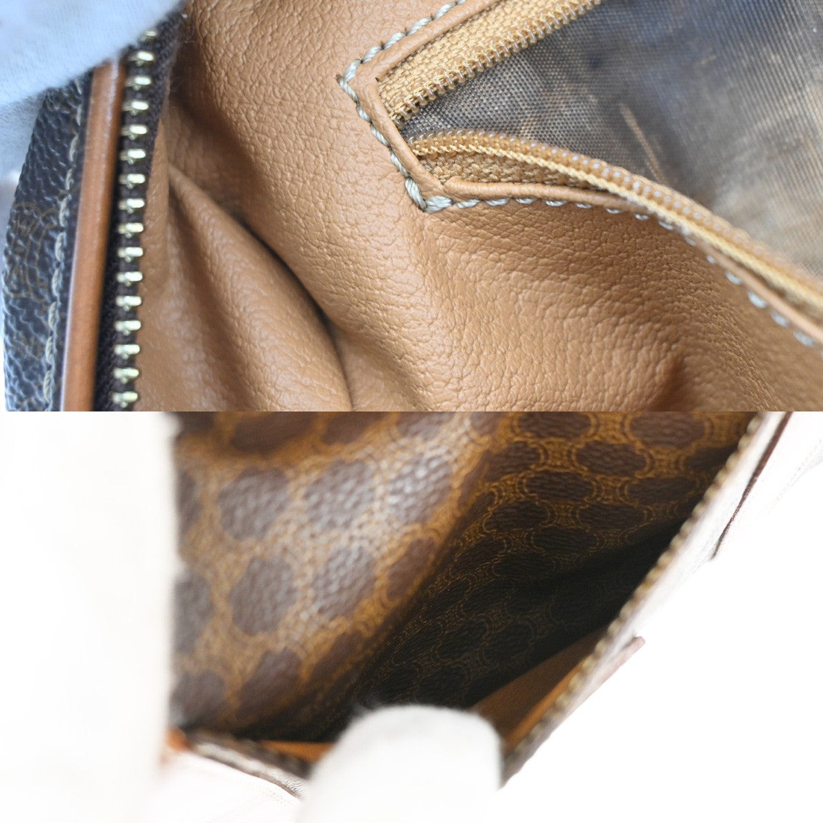 Celine Macadam Handbag Macadam with leather, BROWN, CANVAS, Handbag