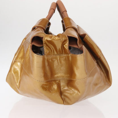 Loewe Aire Shoulder Bag Leather, GOLD, PATENT_LEATHER, Handbag