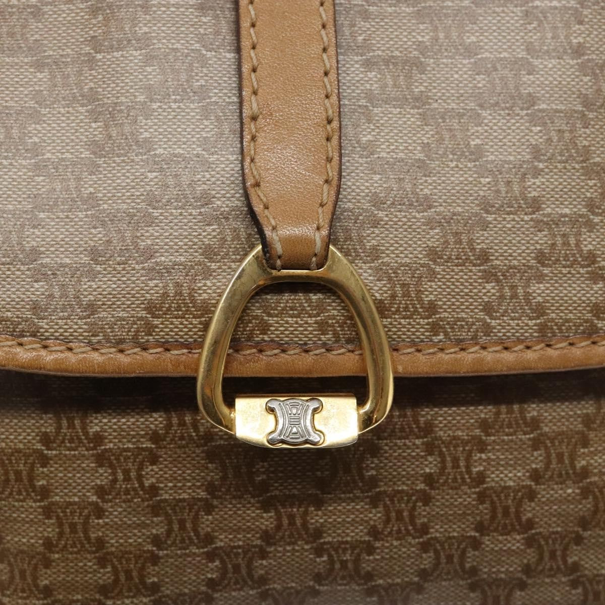 Celine Macadam Shoulder Bag PVC Leather, BEIGE, CANVAS, Shoulder bag