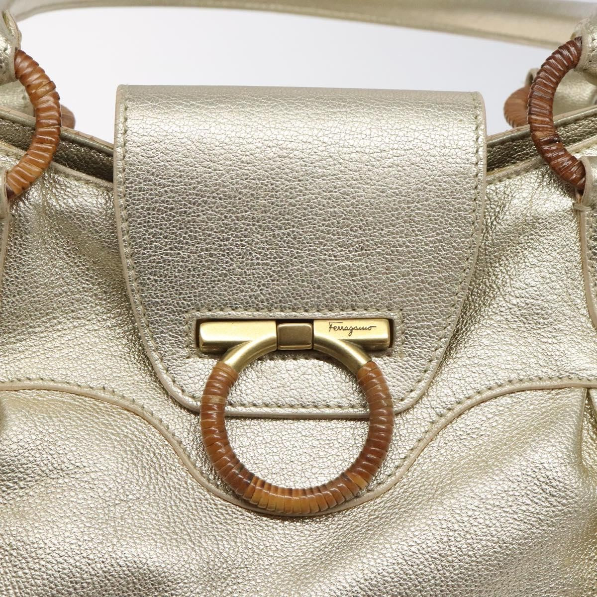 Salvatore Ferragamo Marisa Satchel Leather, GOLD, LEATHER, Shoulder bag
